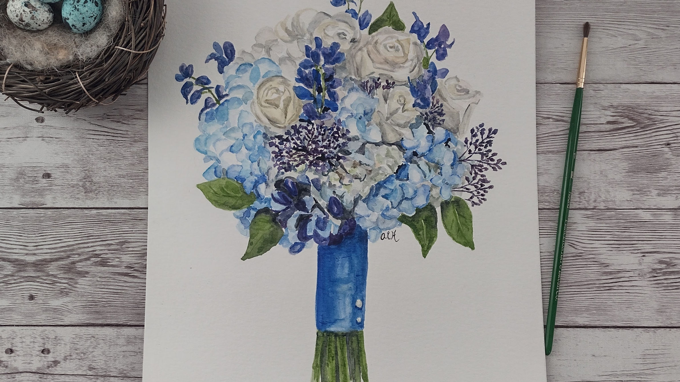 Painting a Bridal Bouquet